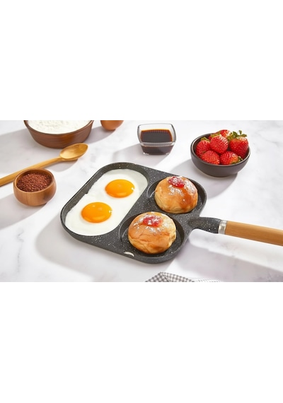 3 Bölmeli Granit Döküm Tava Pancake Yumurta Mücver Omlet Tavası Diğer