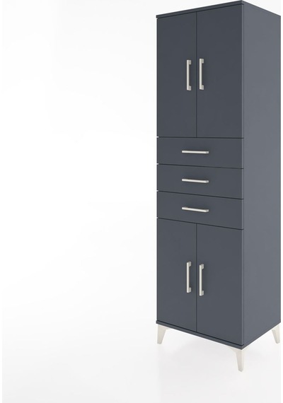 Hyperion Dolap 3 Raflı 3 Çekmeceli 4 Kapaklı 60x44x195 Antras... Antrasit