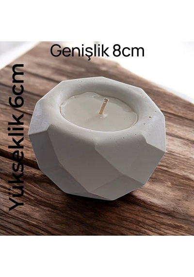 Dekoratif Taş Tozu Mumluk Mum Çok Renkli