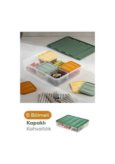 6 Bölmeli Kahvaltılık-buzdolabı Düzenleyici Seti 7 Parça 3,5 Lt + 6x350 Ml Şeffaf Bpa Free Kapaklı Saklama Kabı Organizer Çok Renkli