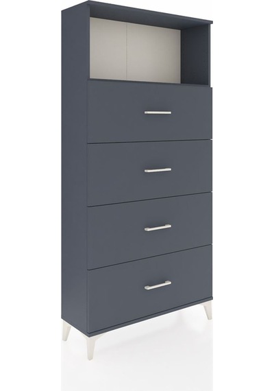 Arges Dolap 2 Raflı 4 Çekmeceli 88x30x182 Antrasit-antrasit Antrasit