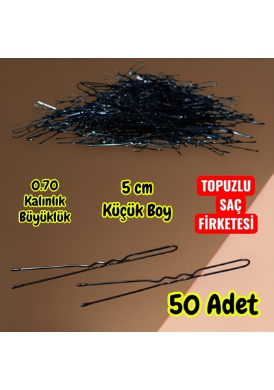 Technow Siyah 5 Cm Küçük Topuzlu Saç Firketesi Toka 0.70 Siyah 50 Adet Siyah