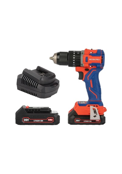 Workpro Wp390019 20volt 2.0ah Li-ion 65nm. Çift Akülü Kömürsüz Profesyonel Şarjlı Darbeli Matkap
