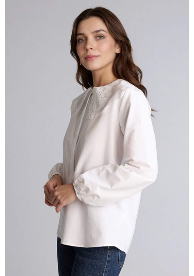 Defacto Regular Fıt Poplin Uzun Kollu Tunik H0281ax26spwt32 Beyaz-wt32