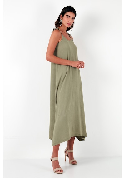 Lela Regular Fit Ip Askılı Uzun Bayan Elbise 5865732 Olive