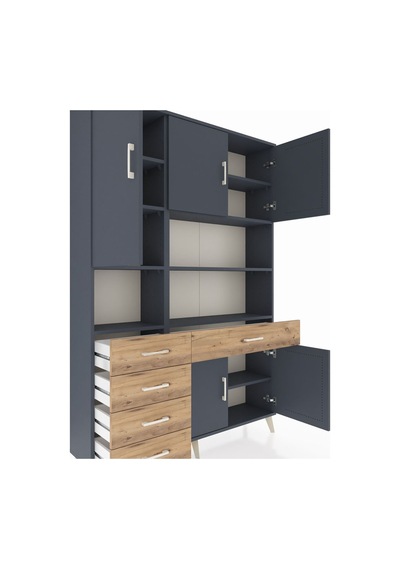Arges Dolap 9 Raflı 5 Çekmeceli 5 Kapaklı 132x30x195 Antrasit-antrasit/çam Antrasıt/atlas Çam Arges Dolap 9 Raflı 5 Çekmeceli 5 Kapaklı 132x30x195 Antrasit-antrasit/çam Antrasıt/atlas Çam