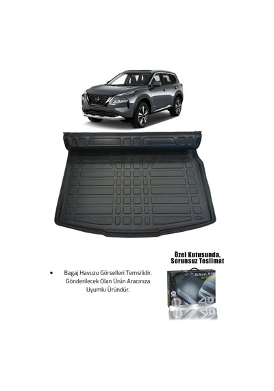 Sahler Nissan X-trail Benzinli 2022+ Uyumlu 4.5d Premium Havuzlu Oto Paspas Ve Liner Marka 3d Bagaj