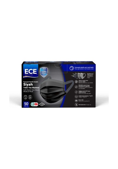 Ece Maske Gövdeden Lastikli Siyah 50'li Renkli