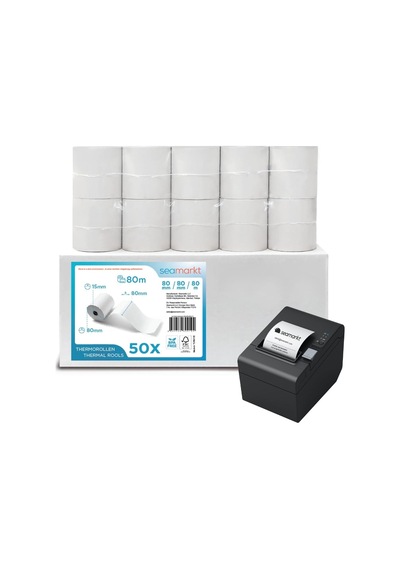 50 Adet 80x80m Termal Adisyon Rulosu, Garantili Net 80m Uzunluk, Premium 48gsm Bpa Free Yazar Kasa & Pos Rulosu