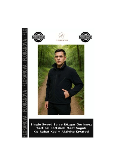 Floranova Single Sword Su Ve Rüzgar Geçirmez Tactical Softshell Mont Soğuk Kış Rahat Kesim Aktivite Kıyafeti Çok Renkli