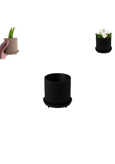 Özel 3d Baskı Ayaklı Küçük Saksı Raf Masa Vb. Saksısı Kendinden Altlıklı Ayaklı Küçük Saksı Siyah
