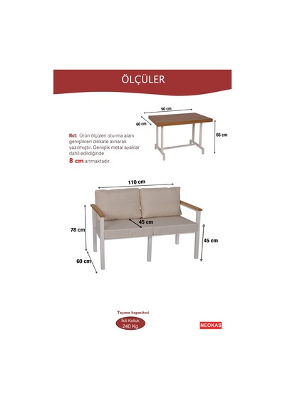 Neokas Metal Bahçe Oturma Grubu, Balkon Takımı, Kafe Koltuğu, Bekleme Alanı Koltuğu, 1 Adet İkili Koltuk Beyaz Neokas Metal Bahçe Oturma Grubu, Balkon Takımı, Kafe Koltuğu, Bekleme Alanı Koltuğu, 1 Adet İkili Koltuk Beyaz