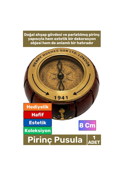 Pusula Özel Tasarım Antika Görünüm Denizci Koleksiyonluk Sevgili Babalar Öğretmenler Günü Dekoratif