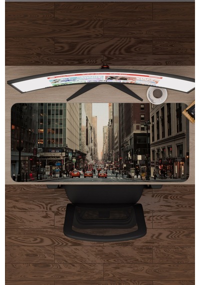 New York Sokakları Amerika 2 V3 90x40 Xxl Gaming Kauçuk Kaymaz Taban Mouse Pad Fare Altlığı