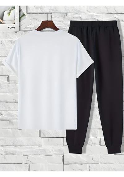Uyguntarz Unisex 2'li Classical Baskılı Eşofman Takımı Beyaz
