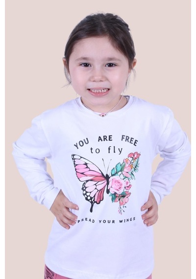 Fyk Kids Kız Çocuk Uzun Kol Sweatshirt Beyaz1 Beyaz