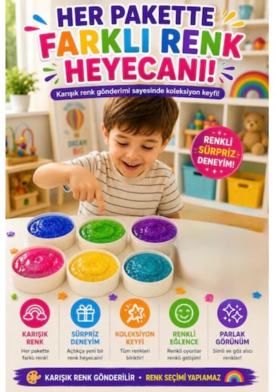 Oyuncak Dumpling 5'li Slime Simli Parlak Renkli Esnek Yumuşak Doku Oyun Jeli Oyun Hamuru Çin Mantısı Sukuşi Çok  Renkli