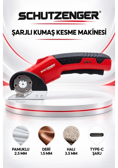 Type-c Şarjlı Kumaş Deri Kesme Makası Profesyonel Hızlı Kesim German Kırmızı Sp12