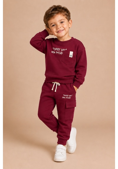 Ahengim Erkek Çocuk Pamuklu Baskılı 2 Li Takım Sweatshirt Eşofman Altı 1-4 Yaş Ak122 Bordo Ahengim Erkek Çocuk Pamuklu Baskılı 2 Li Takım Sweatshirt Eşofman Altı 1-4 Yaş Ak122 Bordo