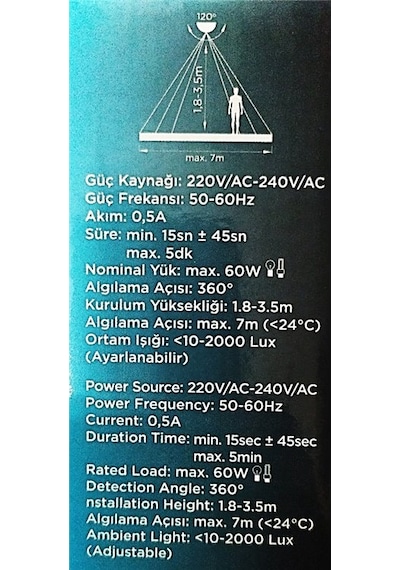 Duylu Sıva Üstü Sensör 360 Derece