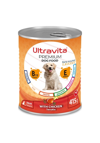 Ultravita Premium Yüksek Proteinli Karışık Etli Konserve Köpek Maması 24 x 415 G
