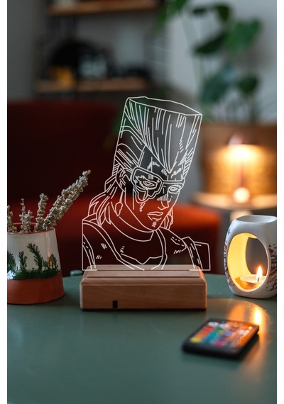 Jean Pierre Polnareff Jojo'S Bizarre 16 Renk Anime Gece Lambası