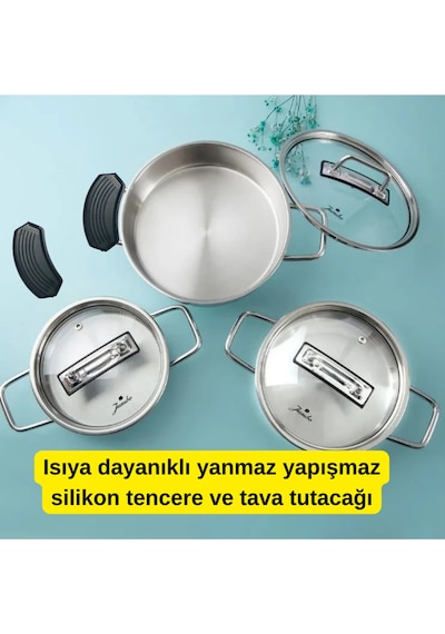 Silikon Tutacak Tutmaç Seti 1 Çift Siyah 1 Çift Kırmızı Yeni Tavalara Tencerelere Sahanlara Uyumlu Siyah