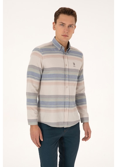 U.s. Polo Assn. Erkek Taş Gömlek Desenli 50316648-vr049 Tas