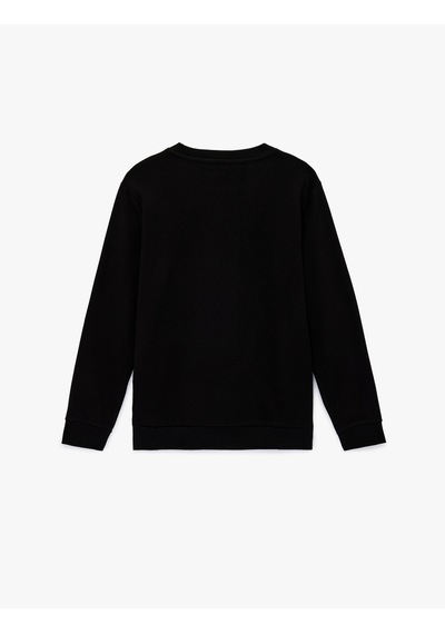 Koton Regular Fit Uzun Kollu Baskılı Bisiklet Yaka Sweatshirt Siyah 6sam70017mk Siyah
