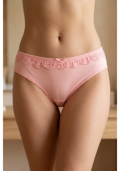 Mataş Kadın 6'lı Paket Dantel Detaylı Pamuklu Bikini Külot Esnek İz Yapmaz Yumuşak İç Çamaşırı Bej