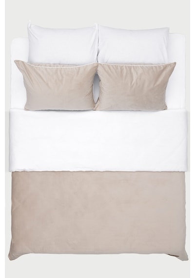 Koza Home Linda Vizon Kadife Çift Kişilik Nevresim Takımı 200x220 4 Yastıkl Vizon
