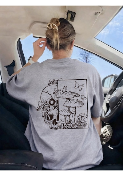 Noıssey Urban Pop Graphic Kadın Tişört Koleksiyonukod 5547 Gri