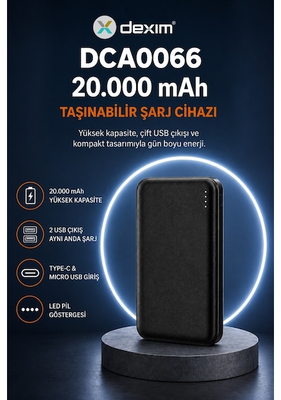 Tb20 20.000mah Led Işıklı Powerbank Siyah