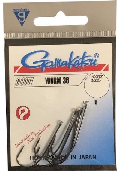 GAMAKATSU Worm 36 Siyah No:6 Olta İğnesi 1/6