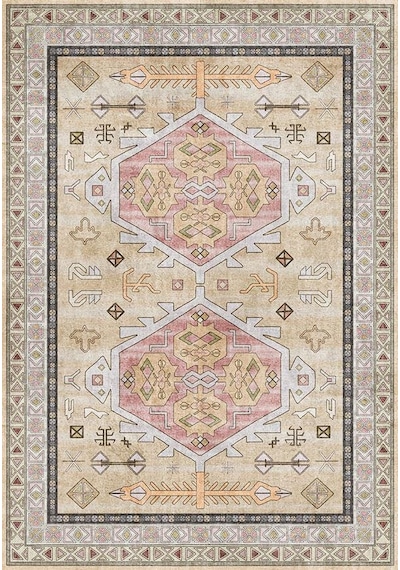 Çam Halı Anatolia 32-035 Etnik Eskitme Desenli Dokuma Tabanlı Yıkanabilir Şönil Salon Ve Oda Halısı Multi 15