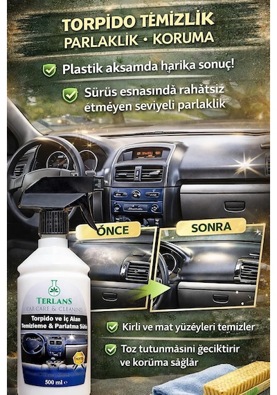 Parfümlü İç Alan Torpido Temizleme Ve Parlatma Sütü 500 Ml + Mikrofiber Bez Standart