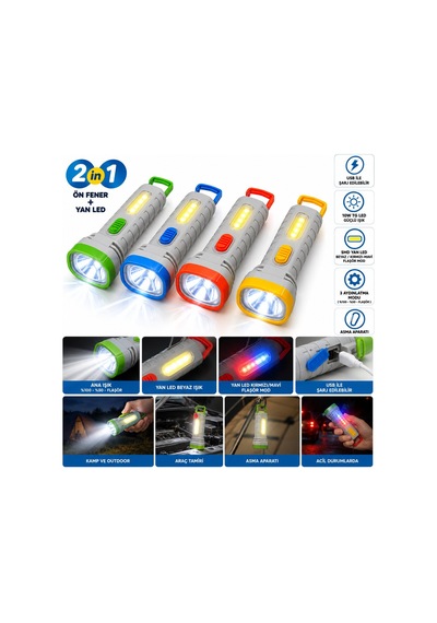 Ksmart K-0056 2in1 El Feneri 2xaaa Pilli Asma Aparatlı- 12'li Paket