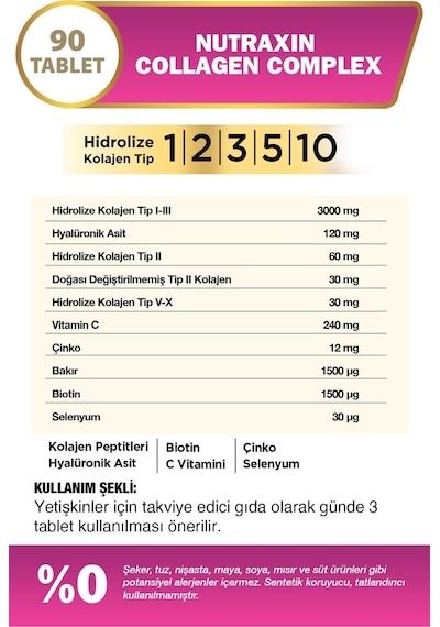 Nutraxin Collagen Complex Tip 1-2-3-5-10 90 Tablet
