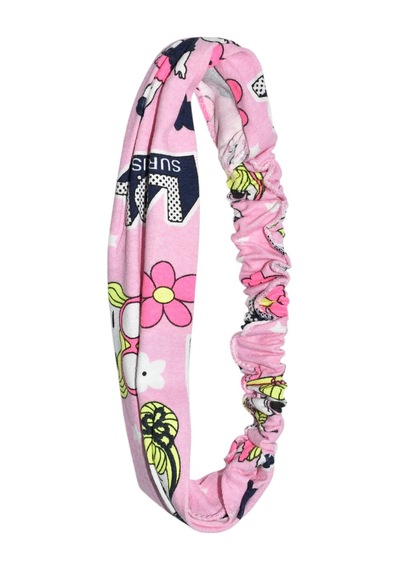 Lastikli Paraşüt Bandana Desenli Pembe