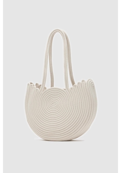 Shule Bags Gusta Medium Hasır Omuz Çantası Krem Krem