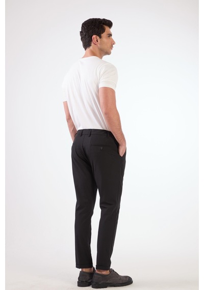 Dufy Siyah Bağcıklı Slim Fit Jogger Erkek Pantolon Siyah