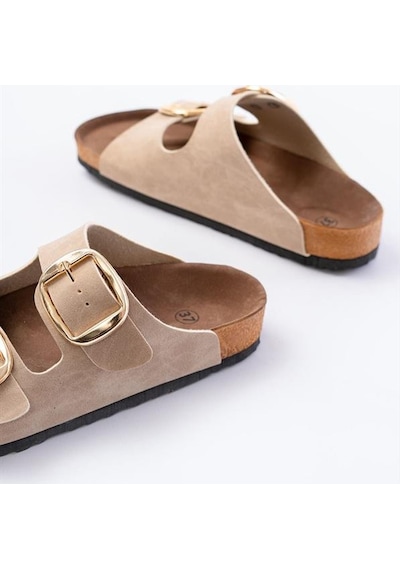 Alemdarshop P-101 Bej Günlük Birkenstock Kadın Terlik
