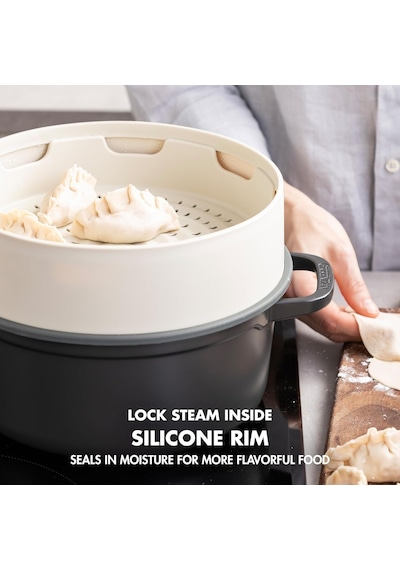 Ayrex Steamy Buharda Pişirici 24 Cm Krem Renk, Zindeliklı Pişirme, Yapışmaz Kaplama, Bulaşık Makinesinde Yık