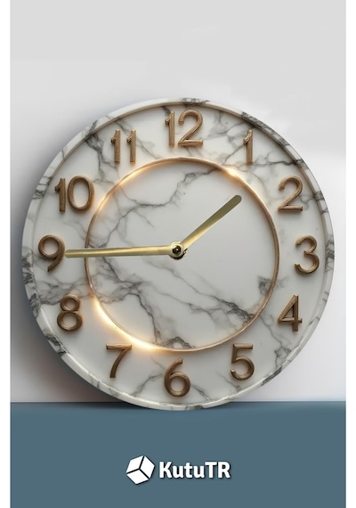 Mermer Desenli 3d Görünümlü Mdf Duvar Saati 33 Cm Şık Ve Modern Tasarım Sdw312 Renkli