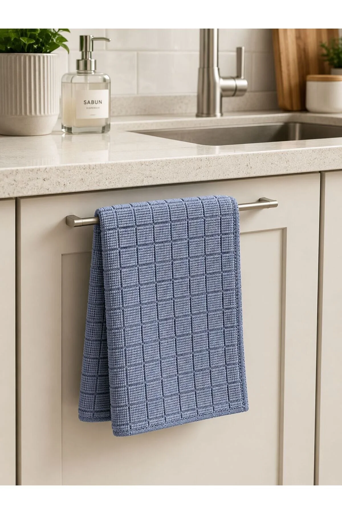 Universal Kareli Mutfak Bezi Mikrofiber 2 Li 40x40 Cm Süper Emici Çok Amaçlı Gri