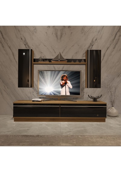 Decoraktiv Eko 5db Mdf Std Tv Ünitesi Tv Sehpası Pera - Siyah