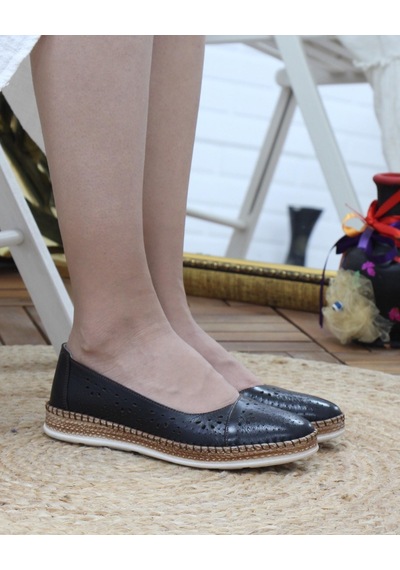Nesil Shoes Syg P24 Siyah Hakiki Deri Kadın Ayakkabı-siyah Siyah