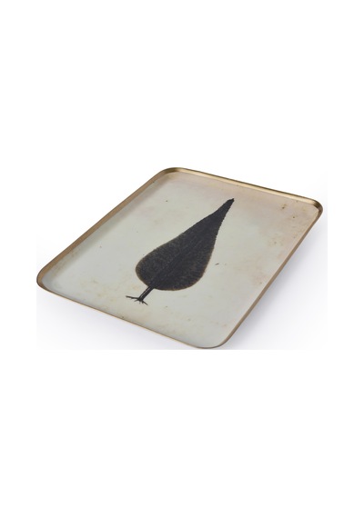 Yargıcı Ağaç Desenli Alüminyum Dikdörtgen Tepsi 25x20x1 Cm 26knhs1022c St