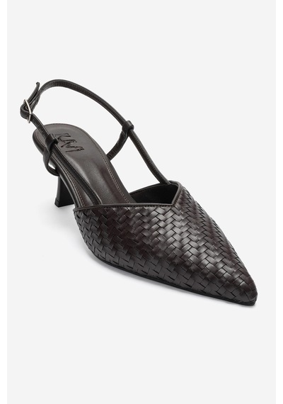 Luvi Shoes Mavero Kahverengi Örgü Kadın Topuklu Ayakkabı
