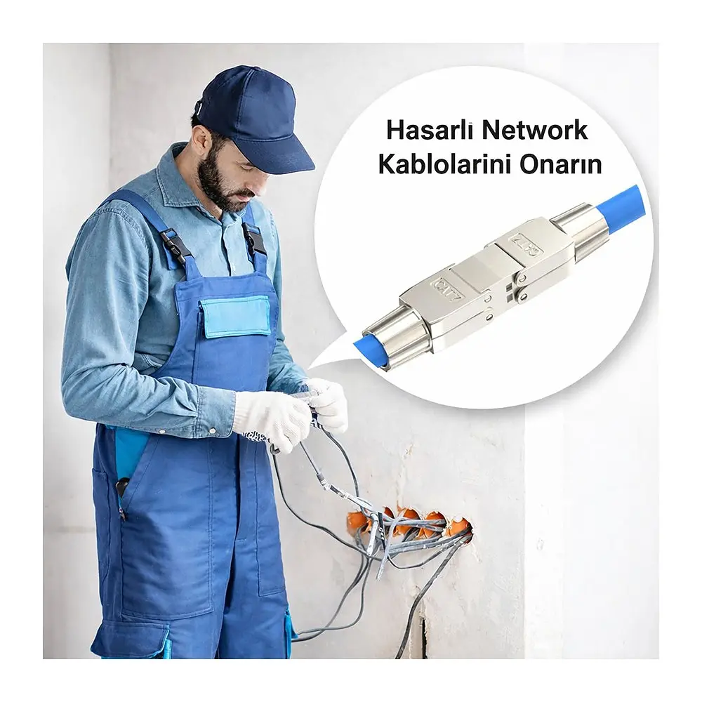 Cat7 Rj45 Kablo Birleştirici Ağ Kablosu Uzatma Aparatı Metal